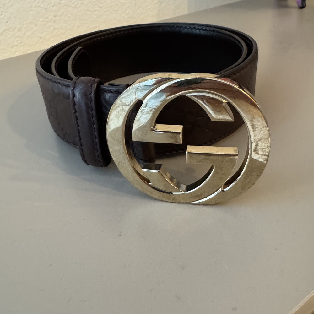 Gucci Brown Leather Belt with Gold Logo Buckle - Picture 5 of 9